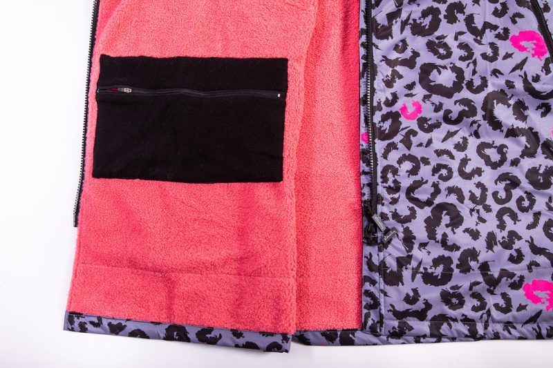 Slouchy Dry Robe Grey Pink Leopard
